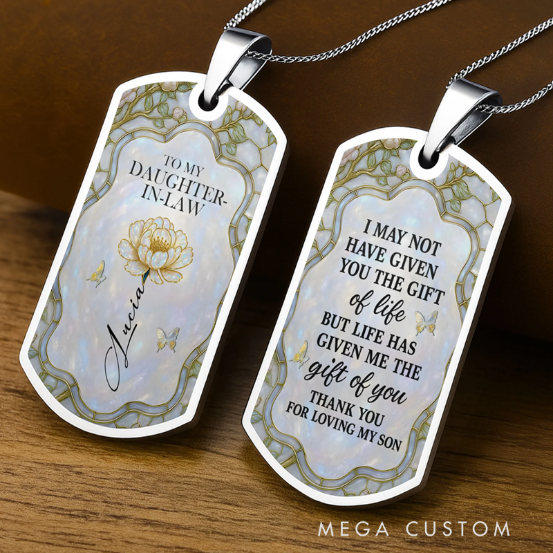 Personalized To My Daughter in Law Thank You for Loving My Son Custom Dog Tag Necklace Gift for Daughters in Law