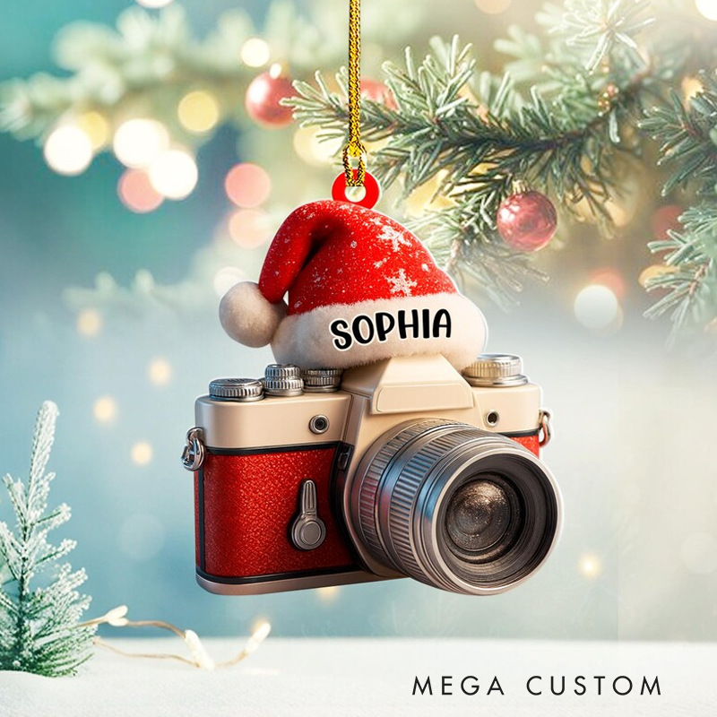 Personalized Camera Ornament 2025 Custom Photographer Christmas Ornament Photography Gift for Friend or Travel Lover Decoration