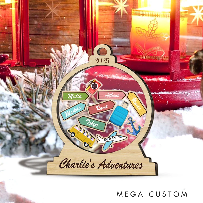 Personalized Travel Adventures Ornament Custom Ornament Ornament Gift Travel Decor Travel Gift