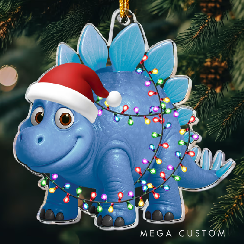 Personalized Kid Cartoon Christmas Dinosaurus Acrylic Ornament
