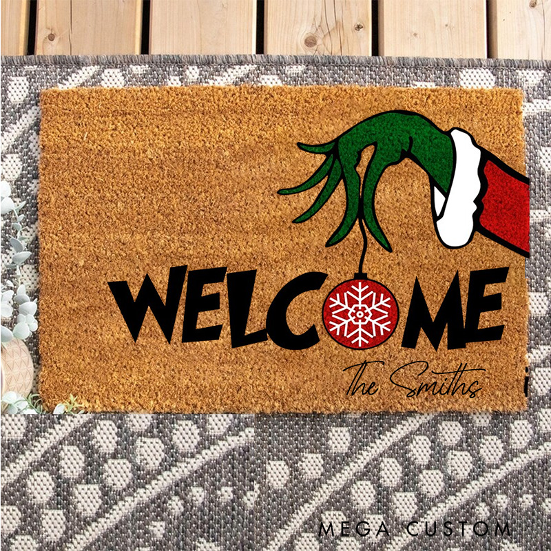 Personalized Welcome Doormat Christmas Doormat Front Door Decor Holiday Decor Christmas Gift for Geek Nerd