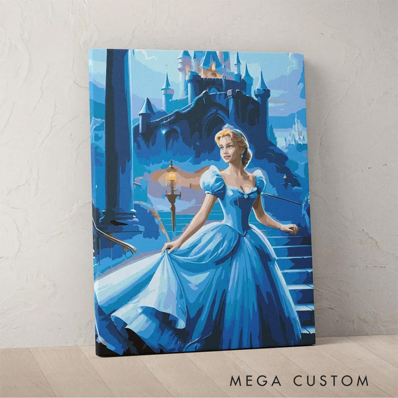 Personalized Night Princess Paint by Numbers Painting Upload Your Photo for Art Lovers Cartoon Lovers Painting Gift for Kids Birthday