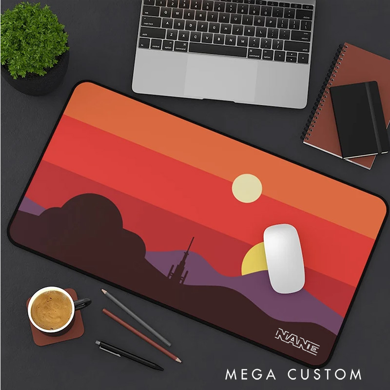 Personalized Sunset Landscape Desk Mat Custom Work or Gaming Mousepads Gift for Geek Nerd Lover