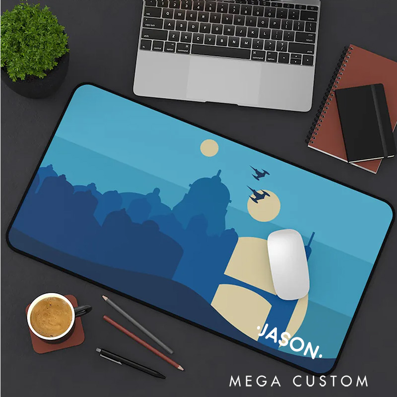Personalized Sci-Fi Futuristic Skyline Desk Mat Custom Work or Gaming Mousepads Gift for Sci-Fi Geek Nerd Lover
