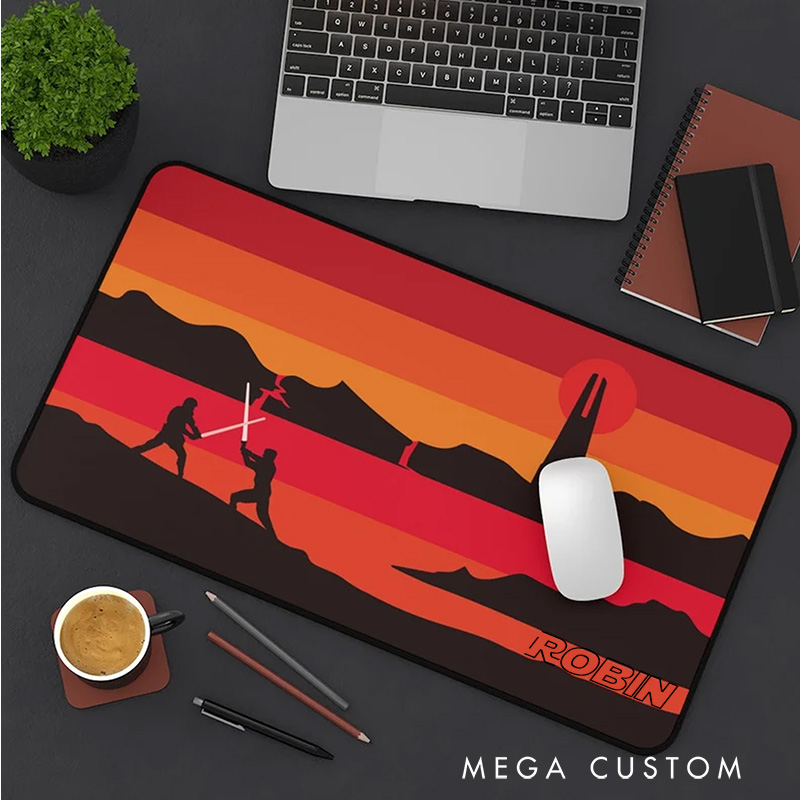 Personalized Sunset Adventure Desk Mat Custom Work or Gaming Mousepads Gift for Geek Nerd Lover