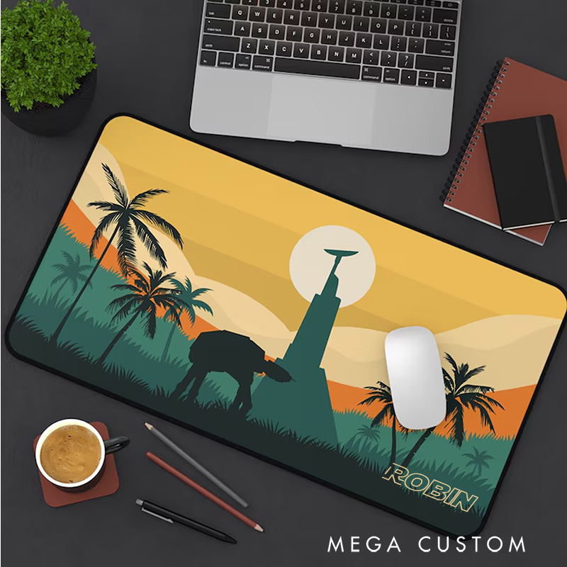 Personalized Tropical Sunset Adventure Mousepads Custom Work or Gaming Desk Mat Gift for Geek Nerd Lover