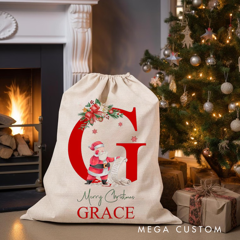 Personalised Motocross Christmas Sack - Dirt Bike Festive Santa Gift Bag for Kids