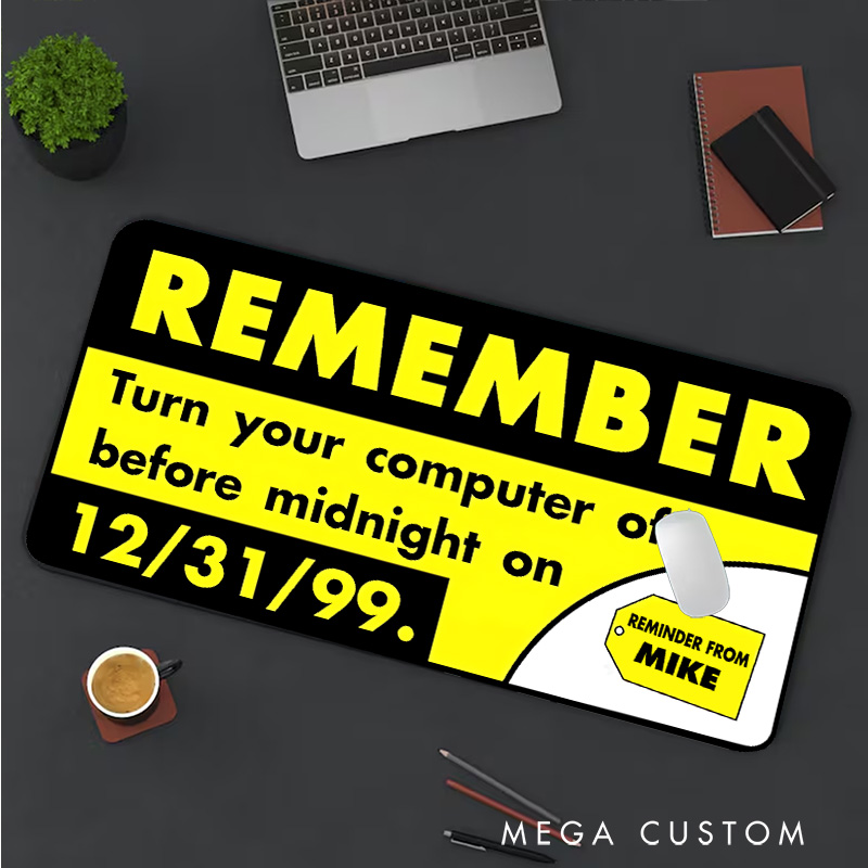 Personalized Turn Your Computer off Before Midnight Mousepads Custom Funny Retro Tech Desk Mat Gift for Technology Geek Nerd Lover