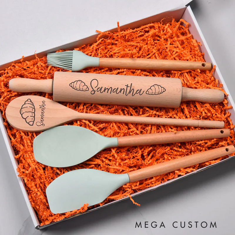 Personalized Teen Girl Birthday Gift Box with Name Engraved Rolling Pin and Spatula Set Home Baking Set for Baker Cooking Lover Baking Lover Gift