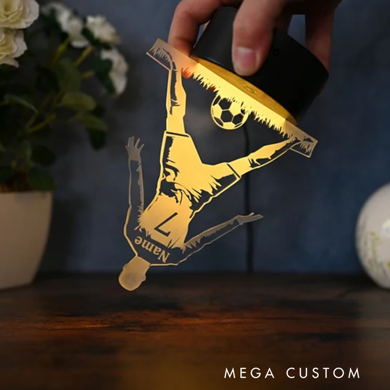 Personalized Soccer 3D Night Light Custom Name and Number LED Lamp for Fans