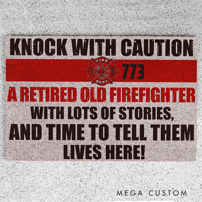 Personalized Firefighter Doormat with Retired Firefighter Warning and Fun Message Design Gift for Retired Firefighters
