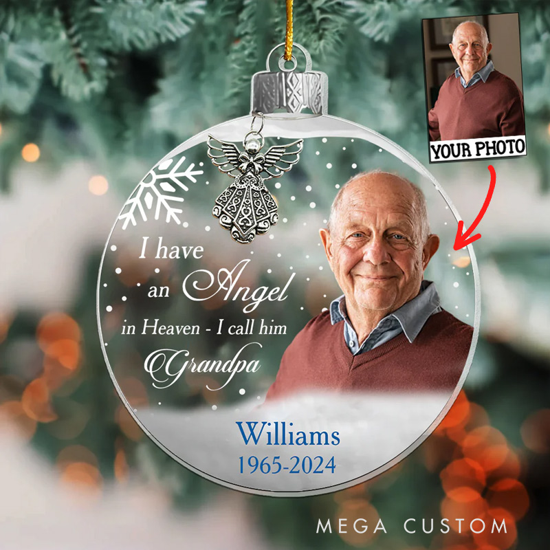 Personalized Photo Angel In Heaven Memorial Ornament Custom Acrylic Ornament Loss of Loved One Gift 
