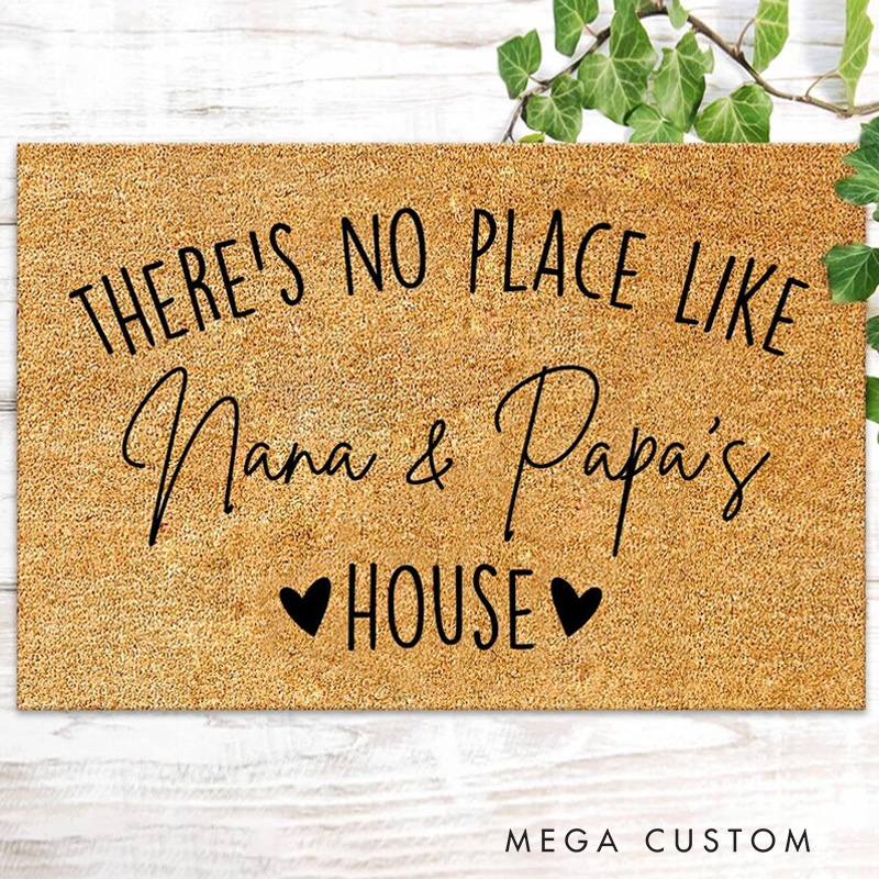 Personalized There Is No Place Like Our House Doormat Housewarming Gift Welcome Mat for New Home Indoor Outdoor Door Mat Family Home Decor Durable Rug