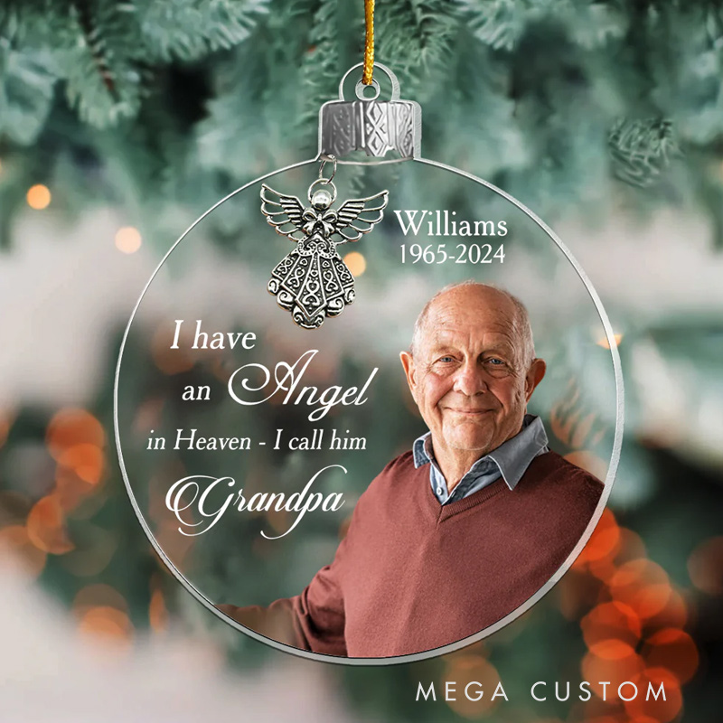 Personalized Photo Acrylic Ornament Angel In Heaven Memorial Ornament Memorial Day Ornament Loss Ornament Funeral Ornaments