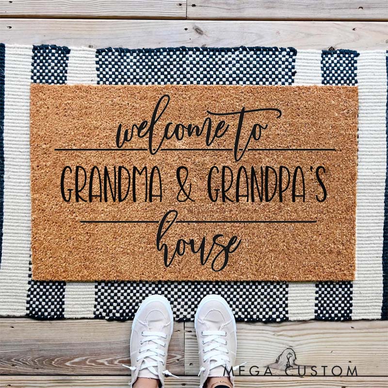 Personalized Welcome to Our Home Doormat Housewarming Gift Durable Coir Mat for New Home Indoor Outdoor Door Mat Family Home Decor Rug