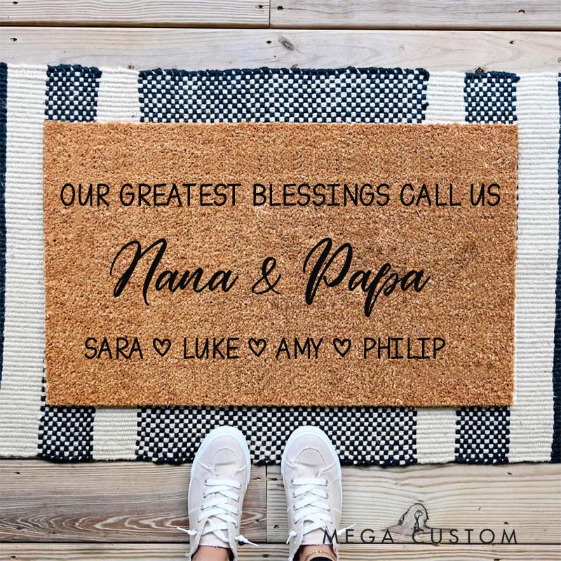 Personalized Our Greatest Blessings Call Us Home Doormat Housewarming Gift Durable Welcome Mat for New Home Indoor Outdoor Door Mat Family Decor Rug