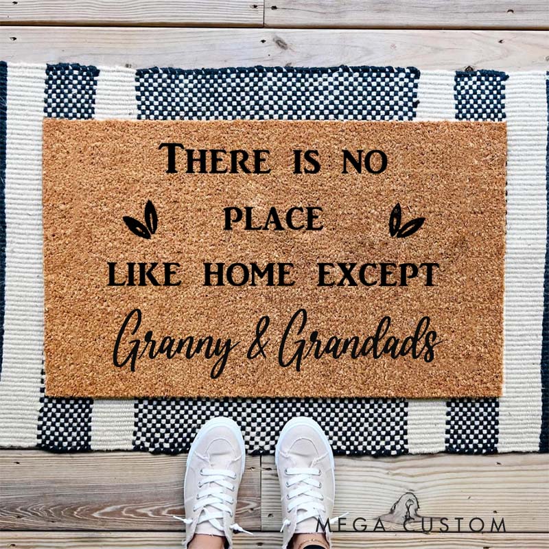 Personalized There Is No Place Like Home Doormat Housewarming Gift Durable Welcome Mat for New Home Indoor Outdoor Door Mat Family Home Decor Rug