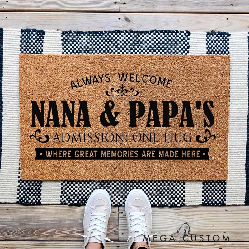 Personalized Always Welcome Doormat Housewarming Gift Admission One Hug Durable Coir Mat for New Home Indoor Outdoor Door Mat Family Home Decor Rug