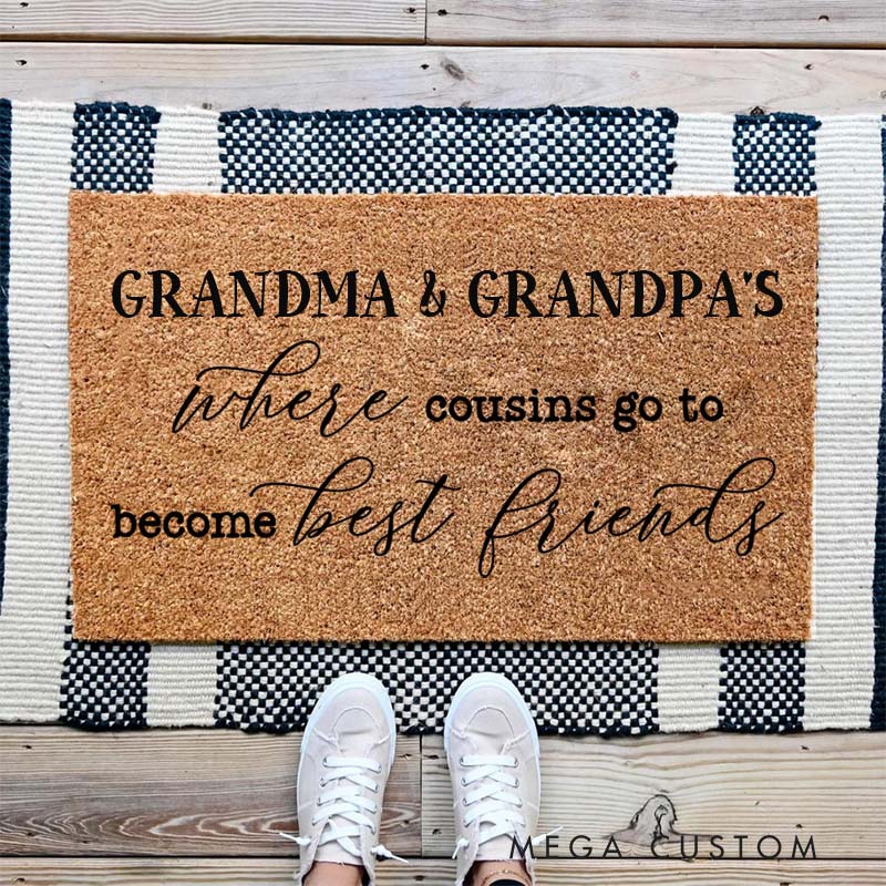 Personalized Where Cousins Become Best Friends Doormat Housewarming Gift Durable Welcome Mat for New Home Indoor Outdoor Door Mat Family Home Decor Rug