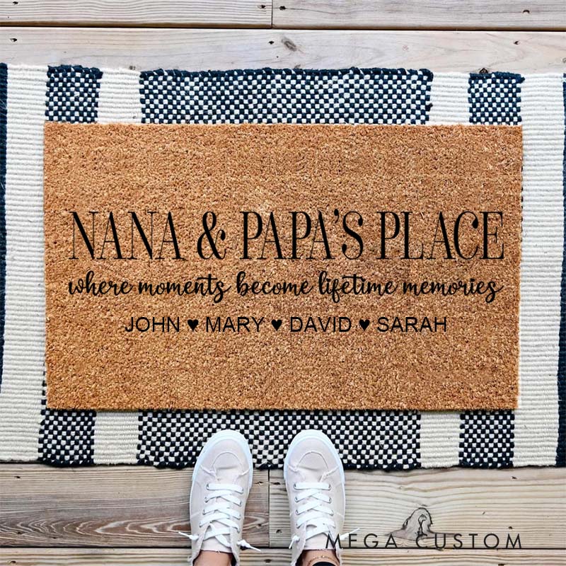 Personalized Where Moments Become Memories Doormat Housewarming Gift Durable Welcome Mat for New Home Indoor Outdoor Door Mat Family Home Decor Rug