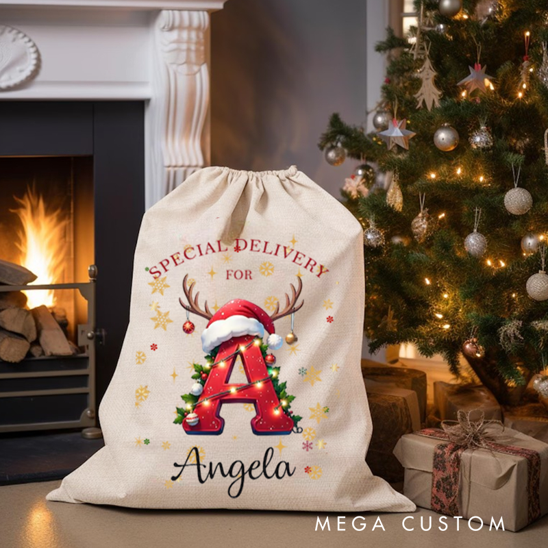 Custom Letter Name Santa Sack Personalized 2025 Christmas Family Keepsake Bag