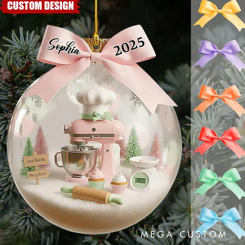 Personalized 2025 Baking Christmas Ornament with Name Holiday Baking Christmas Tree Decoration Baking Keepsake Baker Xmas Gift