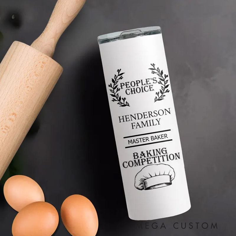 Personalized Baking Contest Award Tumblers 20oz Baking Lover Prize Skinny Tumbler with Lid and Straw Custom Baker Tumbler with Name Baking Lover Gifts for Her