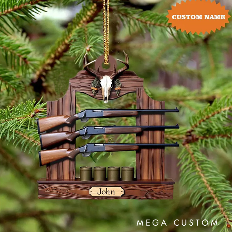 Personalized Gun Shelf Christmas Ornament Custom Hunting Ornament Christmas Home Decor Christmas Gift for Him Husband