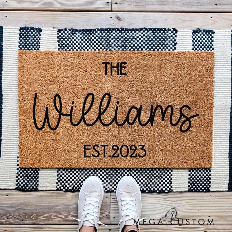Personalized Family Established Doormat for New Home Custom Welcome Mat Perfect Housewarming Gift Durable Entryway Rug for Indoor Outdoor Decor