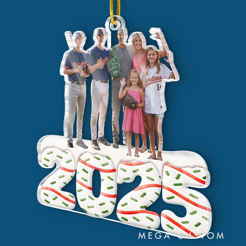 Personalized Baseball Family Christmas Ornament with Custom Photo
