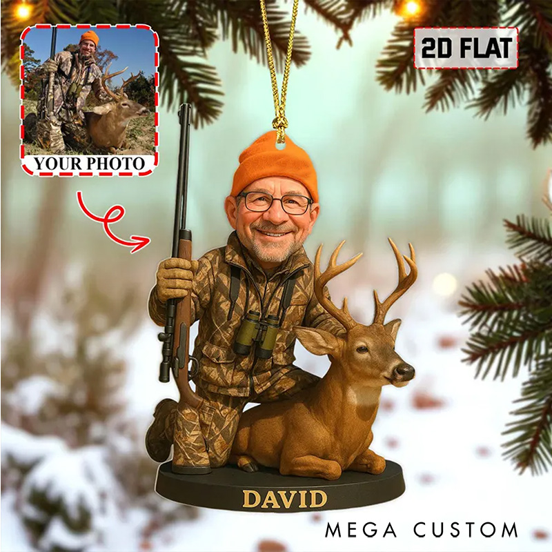 Personalized Photo Hunting Ornament Hunting Ornament Gift for Deer Hunter Hunter Christmas Ornament Custom Hunter Gift for Dad Grandpa