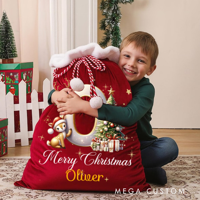 Personalized Santa Gift Sack with Festive Red Design and Custom Name Perfect for Holiday Celebrations Christmas Bag