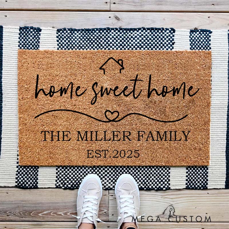 Personalized Doormat Custom Family Doormat Home Sweet Home Doormat Christmas Gift Home Doormat Housewarming Gift Closing Gifts