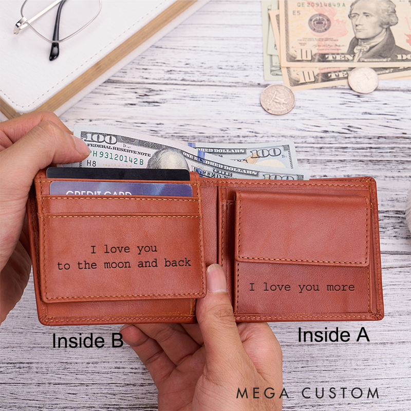 Personalized Leather Wallet Mens Wallet Custom Wallet for him Engraved Wallets with Name Minimalist Wallet Leather Gift For Him Gift for Husband Boyfriend Father
