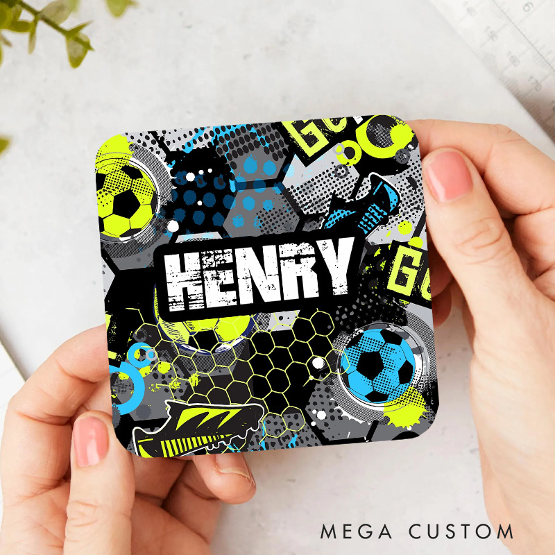 Personalized Soccer Design Coaster with Custom Name for Every Soccer Fan
