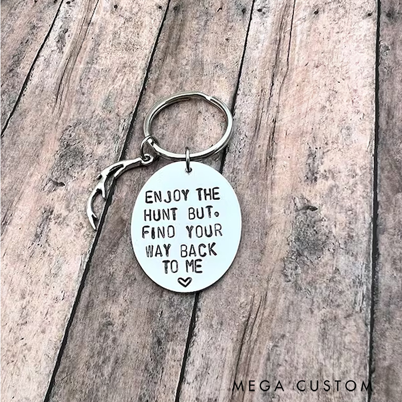 Personalized Deer Hunting Stainless Steel Keychain Custom Hunter Keychain Hunter Gift for Men Boyfriend Husband