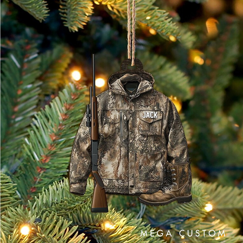 Personalized Hunting Ornament Custom Hunting Christmas Tree Ornament Hunting Vest Christmas Decor Gift for Hunter Dad Husband