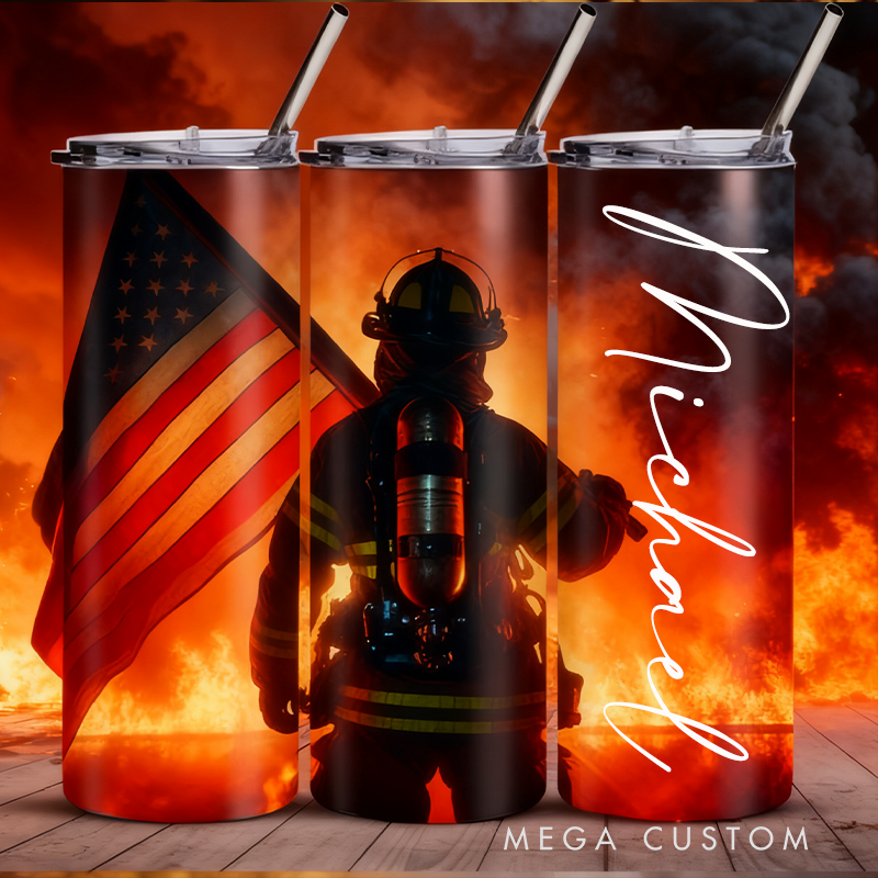 Personalized Firefighter 20-ounce Tumbler Fire Tumbler 20-ounce Insulated Tumbler Stainless Steel Tumbler