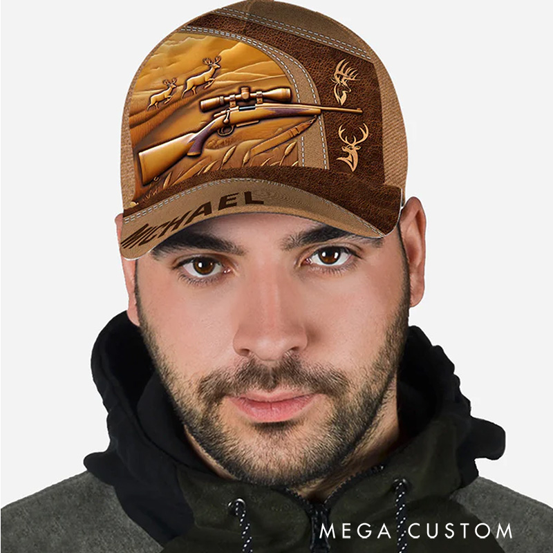 Personalized 3D Deer Hunting Hat Hunting Classic Cap Gifts for Men Boyfriend Husband