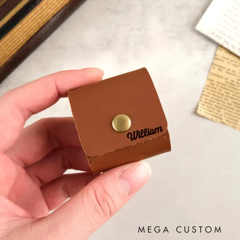 Personalized Leather Guitar Pick Holder Custom SD Card Case Guitar Plectrum Holder with 3 Slots for Guitar Picks Gift for Guitarist