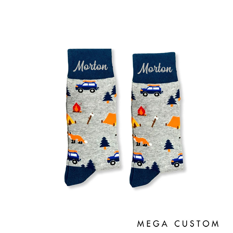 Personalized Funny Camping Socks Rv Camping Gifts for Men Women Funny Camp Life Lover Socks