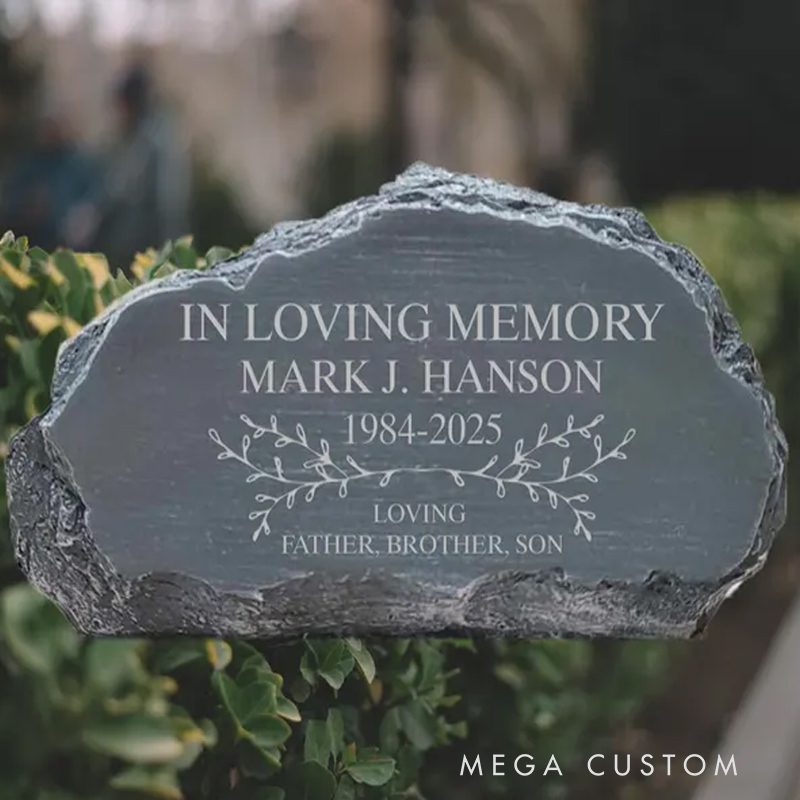 Personalized Memorial Garden Stone Engraved Name Rock Outdoor Plaque Sympathy Gift for Loss of Loved One