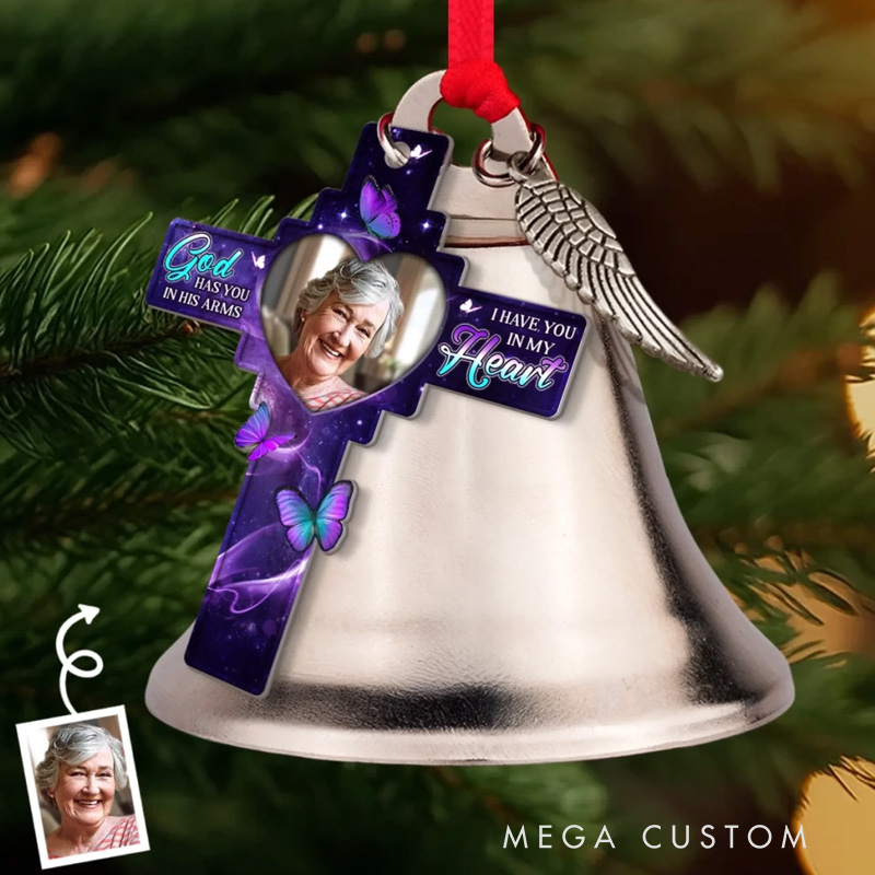 Personalized Photo Bell Ornament With Charms Memorial Sympathy Gifts for Loss of One We Hold You In Love 