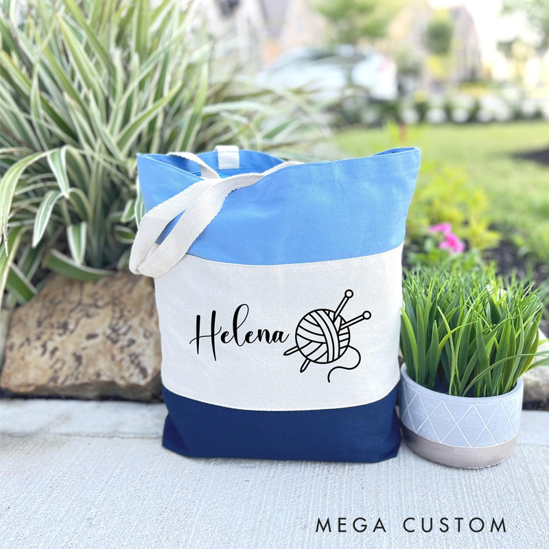 Personalized Knitting Tote Bag Custom Knitting Gifts for knitting lovers