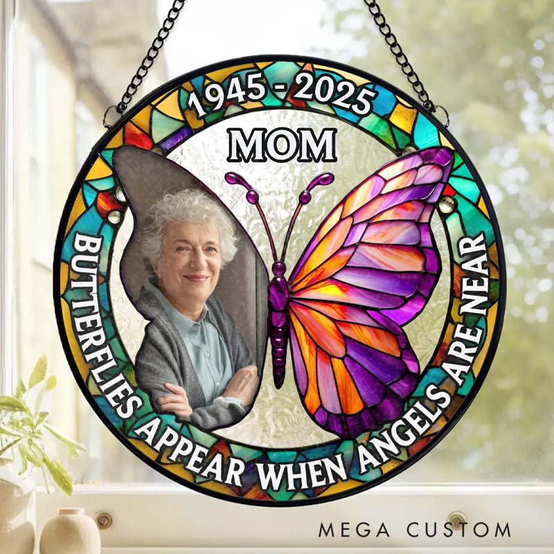 Personalized Photo Stained Glass Window Hanging Suncatcher Memorial Sympathy Gifts for Loss of Loved One I'm Always With You