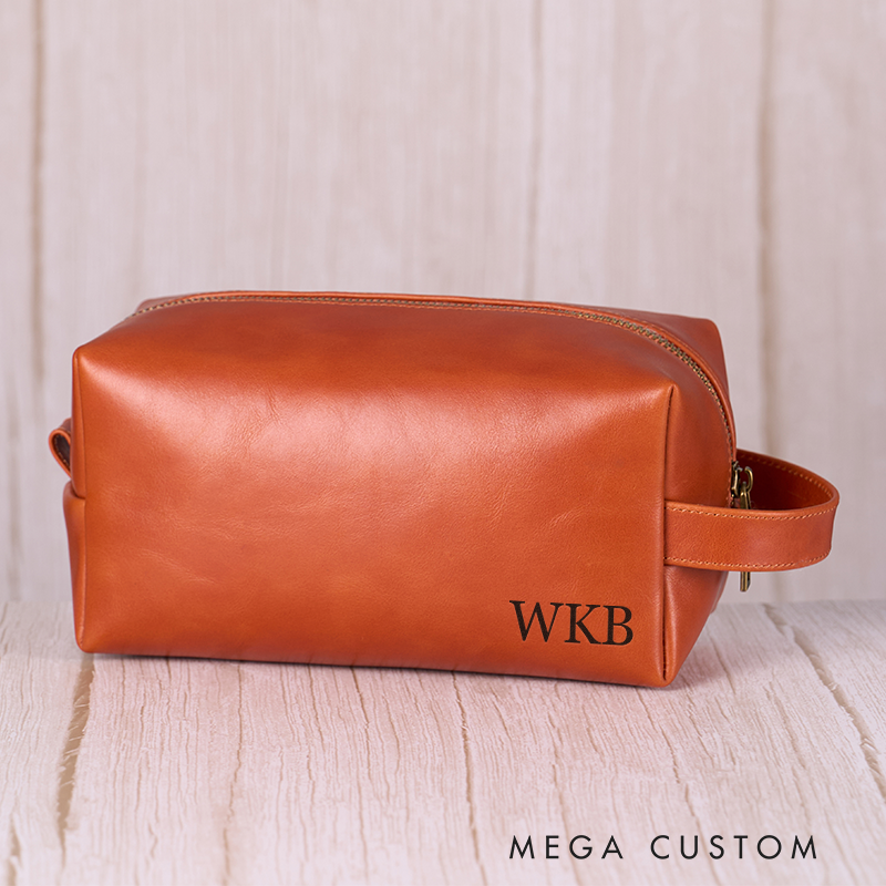 Personalized Men's Leather Toiletry Bag Custom Groomsmen Gifts Groomsman Dopp Kit Gifts Mens Travel Bag Anniversary Gift