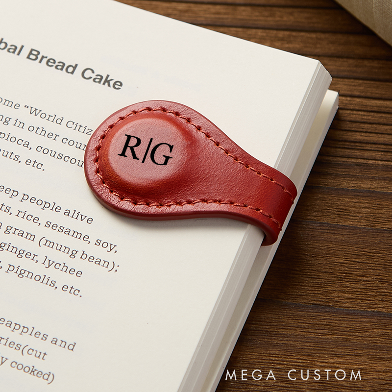 Personalized Leather Magnetic Book Mark Engraved Bookmark with Name Custom Reader Gift for Him Journal Accessory