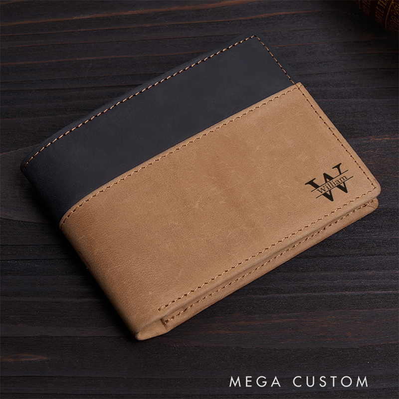 Personalized Leather Wallet Custom Wallet for Him Engraved Wallets with Name Mens Wallet Minimalist Wallet Leather Gift For Him Gift for Husband Boyfriend Father