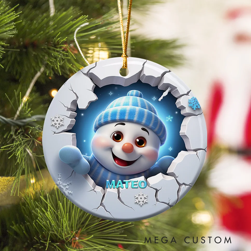 Personalized Ceramic Christmas Ornament with Name Snowman Reindeer Santa Claus Tree Decoration Gift for Family