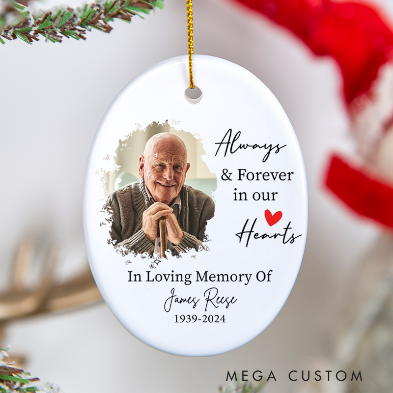 Personalized Photo Memorial Ornament Remembrance Ceramic Ornament for Loss of Loved One Sympathy Gift